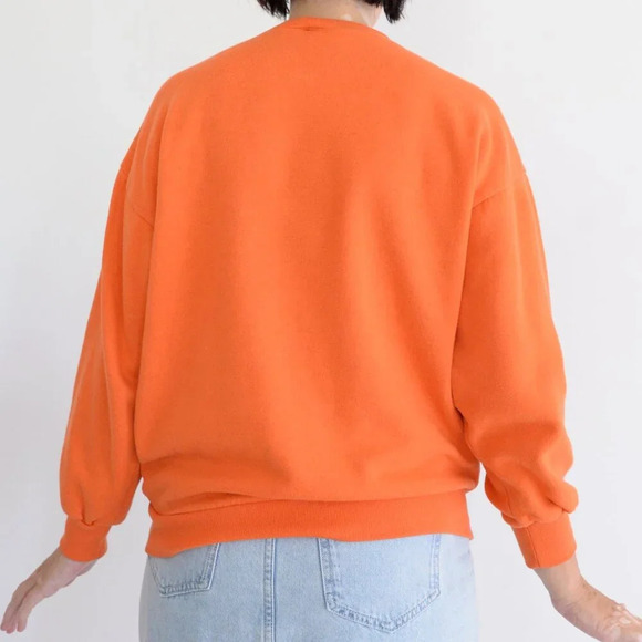 Vintage Basic Orange Embroidered Shake Rattle Roll Halloween Skeletons Sweater M - Picture 3 of 12